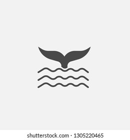 Whale sign with ocean waves vector icon