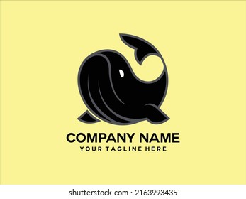 whale silhouette with black logo vector