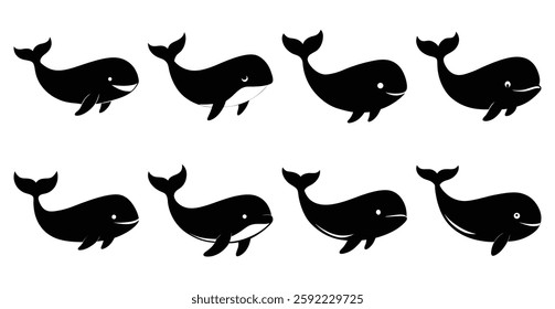Whale Silhouette Bundle for Aquatic and Wildlife Designs