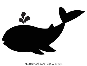 Whale silhouette clipart vector flat design