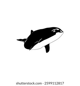 Whale Silhouette, Flat Style, can use for Logo, Apps, Pictogram, Ecology Poster, or Graphic Design Element. Vector Illustration