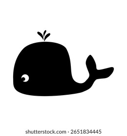Whale silhouette  icon on white background.