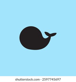 Whale silhouette icon vector illustration on blue background