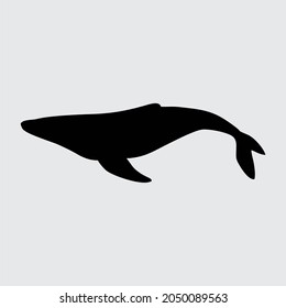 Whale Silhouette, Whale Isolated On White Background