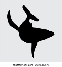 Whale Silhouette, Whale Isolated On White Background