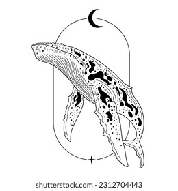 Whale, silhouette, logo with a whale. Vector art.