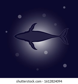 Whale. Silhouette of a whale in the ocean. Vector illustration