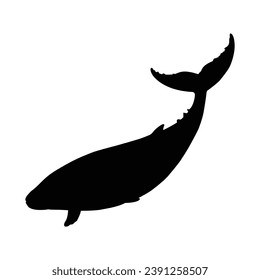 Whale Silhouette on White Canvas.