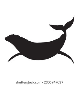 whale silhouette vector black color on white background