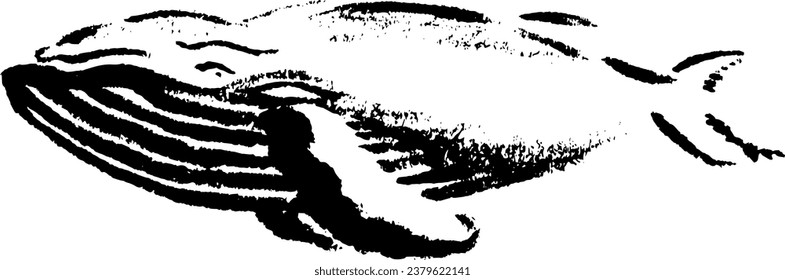 Whale silhouette. Vector hand drawn sketch