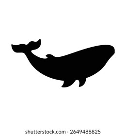 Whale Silhouette Vector, Minimalist Sea Animal Icon for Logos and Designs.