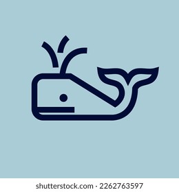whale simple line icon logo vector design, modern logo pictogram design of whale in abstract line design style