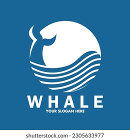 diseño de la plantilla de ilustración del vector del icono del logotipo simple de ballena