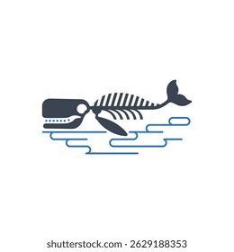 Whale Skeleton Fossil Icon Isolated On White Background