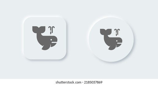 Whale solid icon in neomorphic design style. Ocean wildlife signs vector illustration.