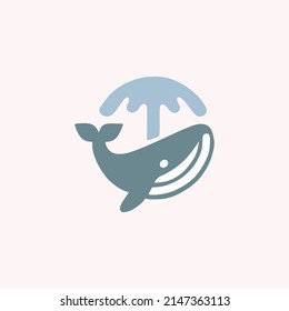 whale spraying water vector logo design, suitable use for icon, symbol and element design to describe nature and wildlife