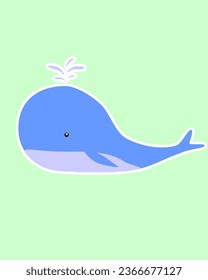 whale sticker on a bright background