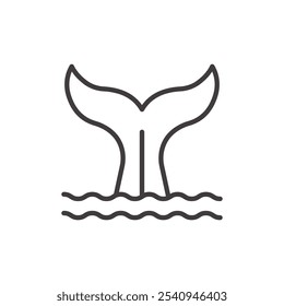 Whale stroke icon in black