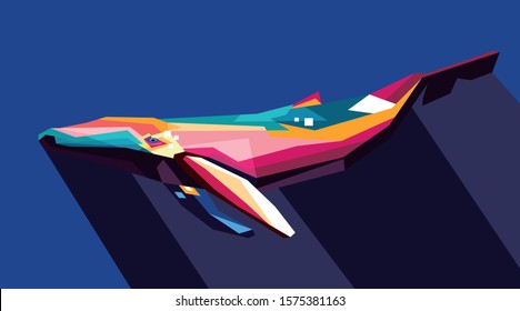 whale in Style WPAP Pop Art Beautifull Collor