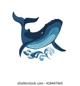 whale, a stylized image of a white background, vector illustration