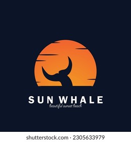 whale and sun icon vector illustration template design