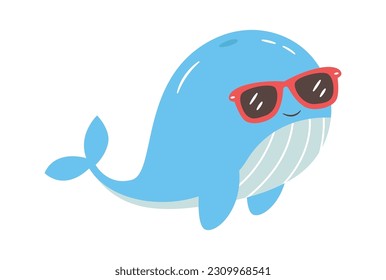 Ballena Con Ilustración Del Vector De Gafas De Sol