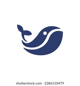 Whale swimming minimalist modern logo