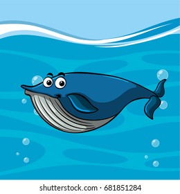 Whale swimming in the ocean illustration
