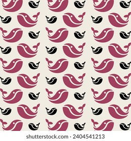 Whale swimming repeating smart trendy seamless pattern colorful background