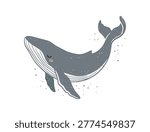 Whale swimming side view in soft grey tones minimalist design