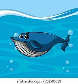 Whale swimming under the ocean illustration