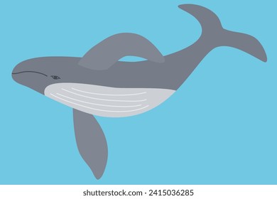 Natación de ballenas bajo el agua, bandera o tarjeta del Día Mundial de la Ballena, concepto de ecología, vector