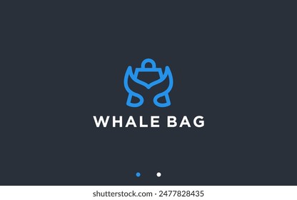 whale tail with bag logo design vector silhouette illustration