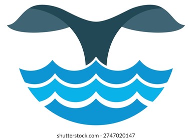 Whale tail color logo. Wild animal icon