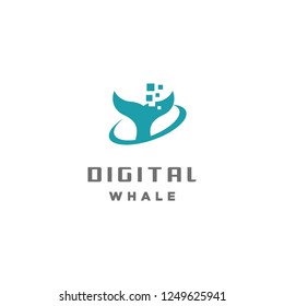 whale tail with digital effect logo icon vector inspiration
