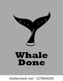 whale tail whale done greeting card vector