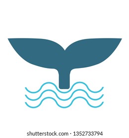whale tail flat illustration on white