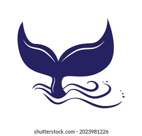 Whale tail flat isolated icon on white background. Vector illustration.