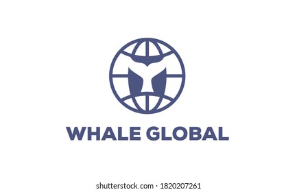 Whale Tail In Globe Vector Logo Design Inspirations