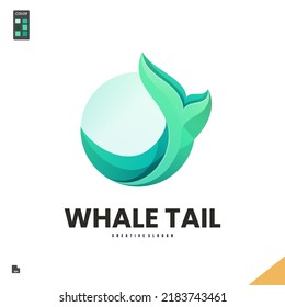 Whale tail graphic icon. Whale tail sign in the circle isolated on white background. Sea life symbol. Logo. Vector illustration