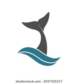 Whale tail graphic icon. Whale tail sign isolated on white background. Sea life symbol. Logo design template. Vector illustration