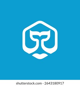 Whale Tail Hexagon Illustration logo design vector template