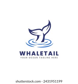 Whale Tail Humpback on the Surface Ocean, Logo Vector Illustration Design Template