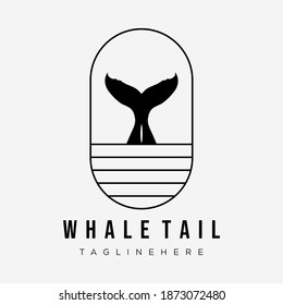 whale tail icon badge. whale tail logo vector illustration design. wave fish logo