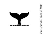 Whale tail icon silhouette vector flat illustration design.