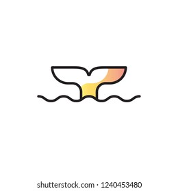 whale tail icon vector with shadow style. diving icon