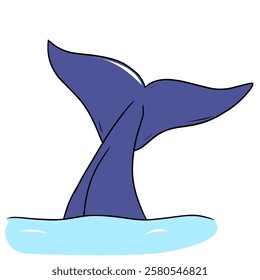 whale tail illustration hand drawn isolated vector