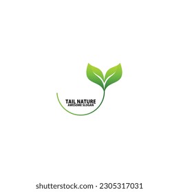 whale tail with leaf logo design gradient color