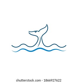 whale tail line art  icon vector illustration design template