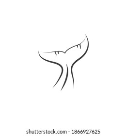 whale tail line art  icon vector illustration design template